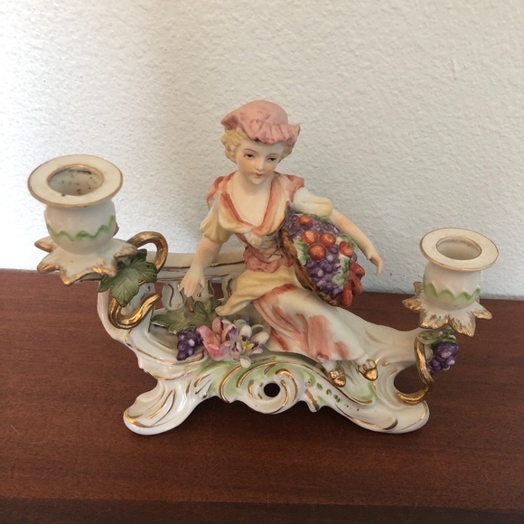 Hollywood Regency 1950s Japan Rococo Figural Candle Holders for Tapers - Picture 6 of 9